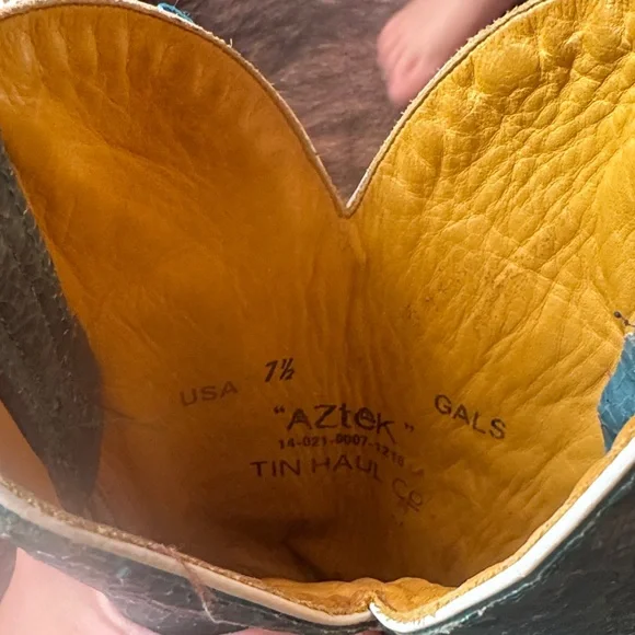 Tin Haul Blue and Brown Heeled Boots - Picture 8 of 8